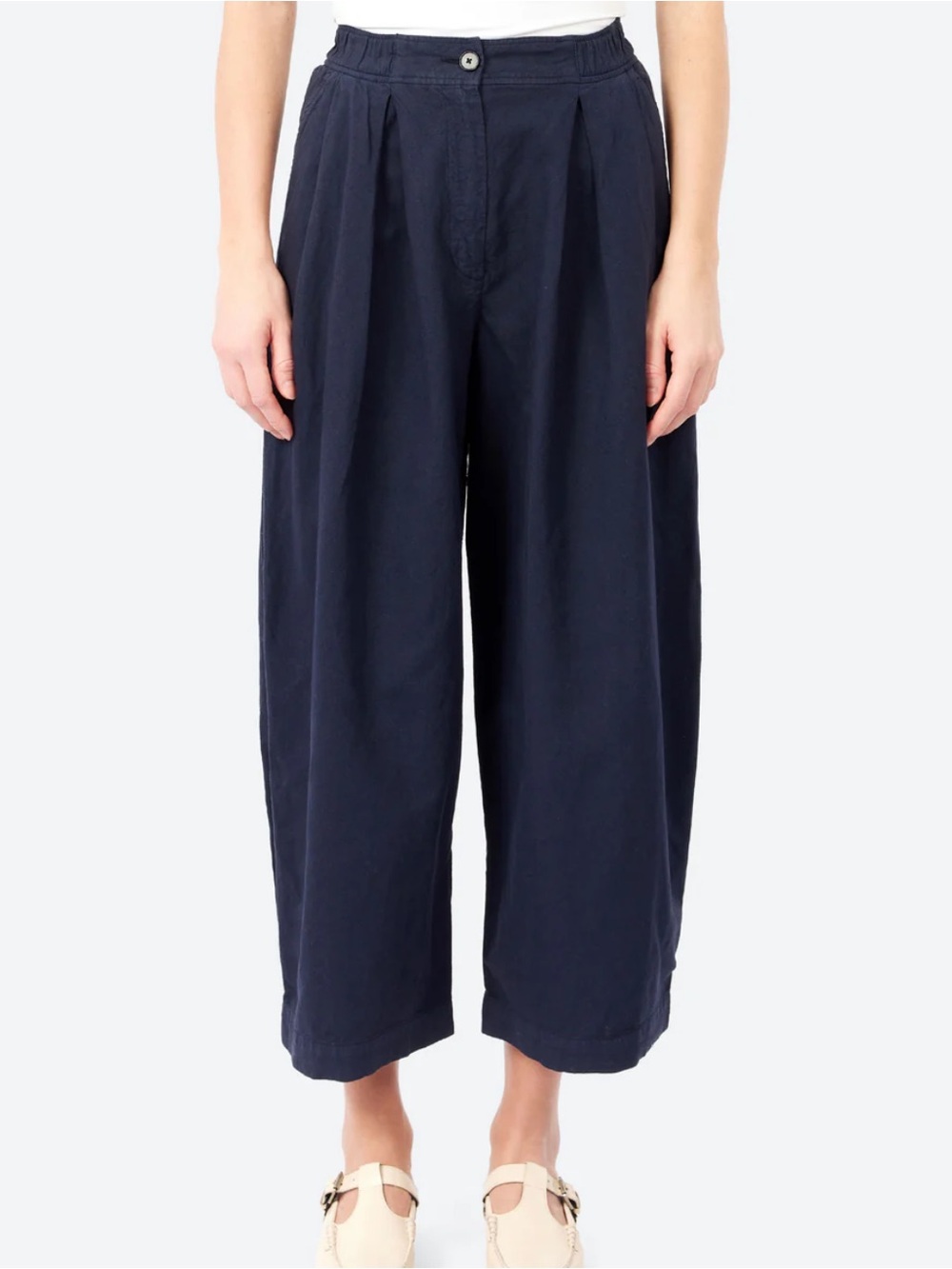 TOAST Cary's Cotton Linen Canvas Relaxed Wide-Leg Trousers Anthracite Navy XS
